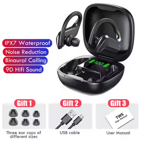 MD03 TWS Bluetooth 5.0 Earphones Wireless Headphone Bone Conduction 9D HiFi Stereo Sport Handsfree w