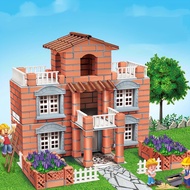 fengwan123 Little Mason Architect Children's Handmade DIY Cement Building House Bricks Toy Villa Cou