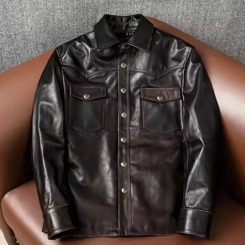 Tea Core First-Layer Horsehide Hand-Rubbed Retro Natural Leather Jacket Men's Lapel Slim Short Motor