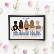 Custom Couple BestFriend Portrait - PersonalisedBridesMaid Print - Best Friend Custom Gift - Best Fr