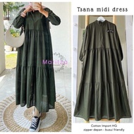 TSANA MIDI DRESS BAHAN KATUN RAYON VISCOSE Midi Dress Korea Baju Gamis