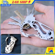 Stainless Edc Carabiner Clip Key Holder Organizer Camping Steel Multi Tool Pocket Travel Kit