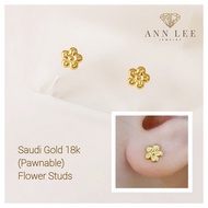 【Ready Stock】♠✓PAWNABLE ✓FREE DELIVERY ✓COD Legit Saudi Gold 18k Flower Stud Earrings