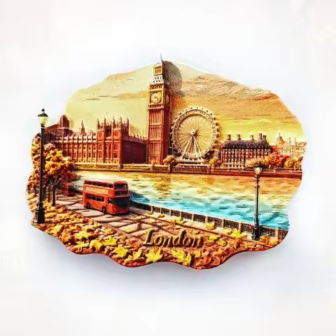 London Cityscape Fridge Magnet - 3D Big Ben & Tower Bridge Souvenir British Icon Decor Unique UK Tra