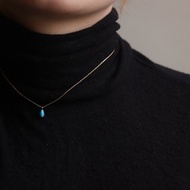 純14K Retro Drop Shape Turquoise Necklace 復古土耳其石項鍊