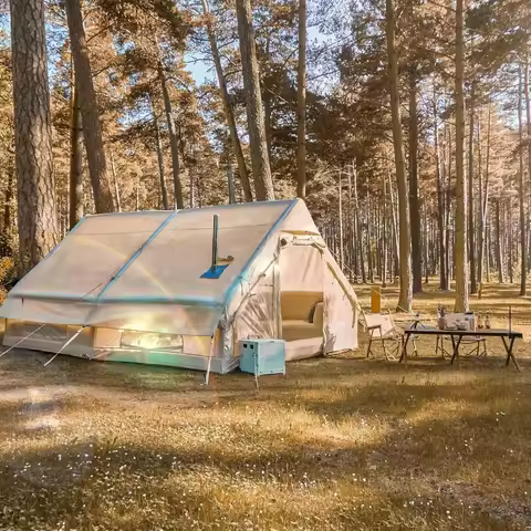 Safari Lodge Tent Outdoor Waterproof Canvas Cabin Tent for Forest Camping Resort Glamping Forest Cam
