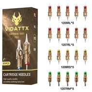 VIDATTX Tattoo Needles Set - 20 Mixed Types RS/RM/RL/M1 Professional Tattoo Cartridge Needles for Ar