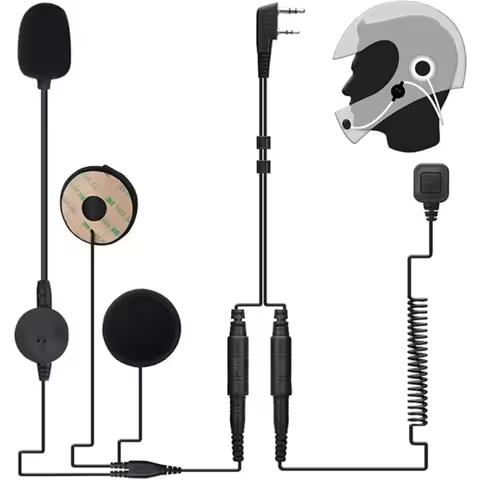 Baofeng Helmet Headset 2Pin Finger PTT Dual Speaker Walkie Talkie Earpiece for UV-5R UV-82 Motor Ken
