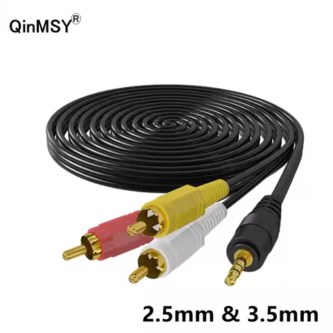 1.5m/3m/10m 3.5mm 2.5mm Jack Plug Male to 3RCA Male Adapter Music Audio Video AV AUX Cable Wire Cord