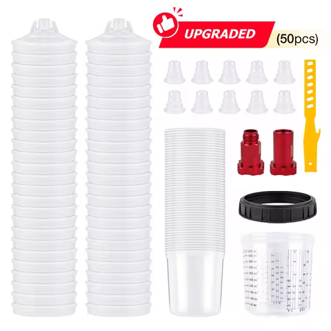Upgrade Spray Gun Paint Mixing Cup H/O Quick Cup Spray Gun Tank 20.3oz/600ML Disposable Paint Cup wi