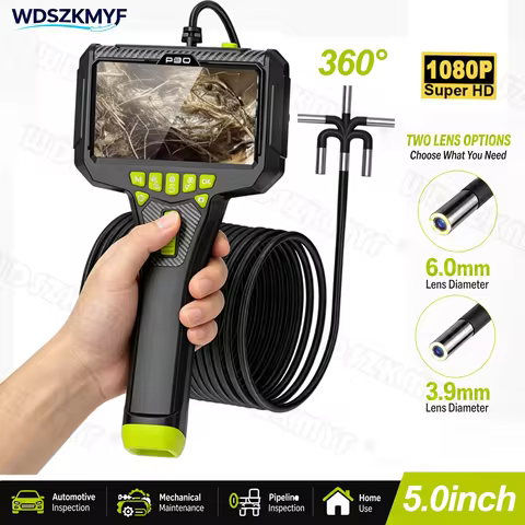 3.9mm/6.0mm Ultra Lens Endoscope Camera 360° Bidirectional Rotatable IP67 Waterproof 1080P 5" Screen