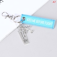 Flight Keychain Set kiss before flight crew drive safe Aircraft metal carving