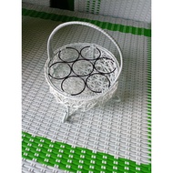 WHOLESALE AQUA/S AQUA BREKELE/S AQUA GLASS PLATES 7 HOLE/S AQUA SYNTHETIC RATTAN CONTAINERS UNIQUE A