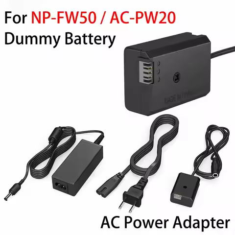 AC-PW20 Power Supply Adapter NP-FW50 Dummy Battery Kit for Sony ZV-E10 A6000 A6100 A6300 A6400 A6500