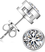 ต่างหูเม็ดกลมเพชรโมอิส0.5CT 2CT D สี VVS1สว่างจ้ากลมตัดแลปโตต่างหูเพชรสเตอร์ลิงสีขาวชุบทองสีเหลือง18