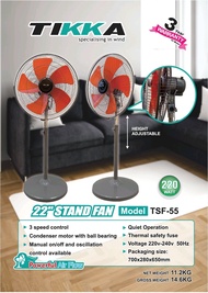 TIKKA STAND FAN 22" HEAVY DUTY ( 3YEARS MOTOR WARRANTY) 22" STAND FAN KIPAS BERDIRI