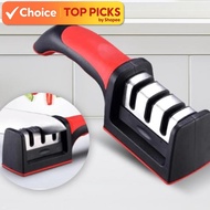3-Stage Kitchen Knife Sharpener Tool – Household Manual Sharpening Gadget with Non-Slip Handle