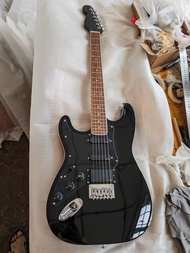 Left Handed Stratocaster Black Electric Guitar Bright Black Surface Neck Thru Body SSH EMG Pickup 22 Frets