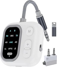 JS5 Bluetooth Wireless Transmitter Receiver with APTX LL, Support 2 AirPods/Wireless Headphones, 3.5