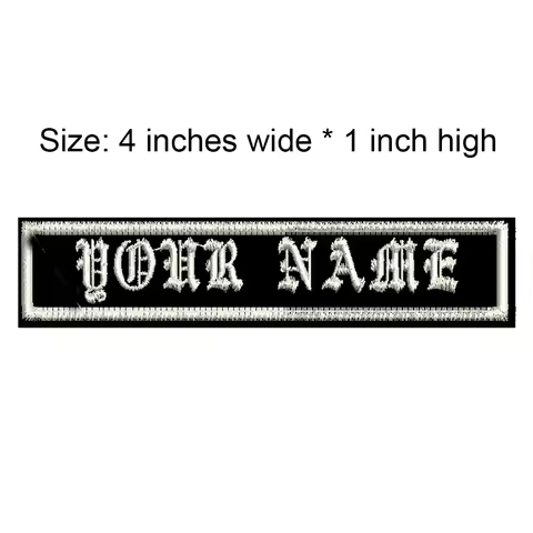 4 Inches Wide Old English Font Custom Name Small Tag Embroidery Patch Iron On Sew On Clothing For Le