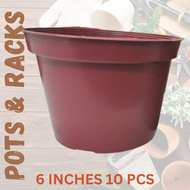 RED ROUND PLANT POT POTS FOR PLANTS 10 PCS (LARGE) / N6, N7, N8 / INDOOR AND OUTDOOR GARDEN POTS BIG MURANG ROUND POTS GUARANTEED! 6 INCHES 10 pcs