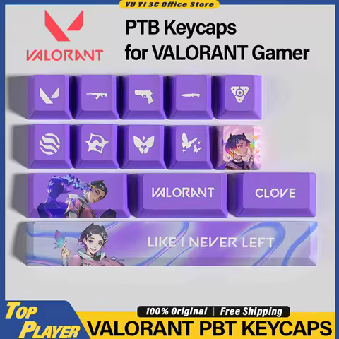 Valorant Keycaps Customized For Jett Raze Reyna Sage Clove Gekko ISO High Content PBT Five-Sided The