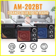 ♞KUKU Rechargeable BLUETOOTH AM/FM Radio with USB/SD/TF MP3 Player Am202BT