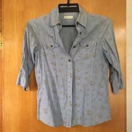 Earth Music & Ecology denim floral shirt 牛仔碎花外套