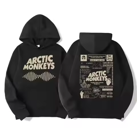 Men's Retro Rock Arctic Monkeys Hoodie - Music Album Pattern Print, Hip Hop Style Oversized Vintage 