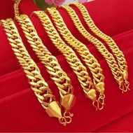 Sand Gold Boss Chain Male Cuban Chain Brass Gold-Plated Flat Chain Euro Coin Gold Necklace Boss Chai