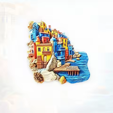 Malta Popeye Village Fridge Magnet - 3D Film Set Souvenir Colorful Boat House Decor Unique Mediterra