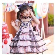2-12Y Girl Kuromi Pink Lolita Princess Dress whole set Baby Birthday Gown kids cos Princess Dress