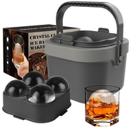 Angue Crystal Clear Ice Cube Maker 4 Big 2.4 Ice Balls Bartender-Chất Lượng Khuôn Làm Đá Hình Cầu Dễ