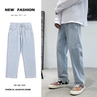 คลังสินค้าพร้อมกางเกงยีนส์ทรงหลวมผู้ชายแฟชั่นเกาหลีวินเทจกางเกงตรงกางเกงยีนส์ถุงกางเกงยีนส์ Seluar กางเกงยีนส์ Lelaki DENIM