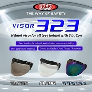 BKP Pilot Cruiser 323 Helmet Visor Siang Malam Universal 3 Button Half V shape LASER BOB Health Xdot