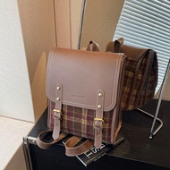 1 Balo nữ nắp gập, (13in*10.21in*5.9in) Họa tiết kẻ caro hai màu, Thiết kế tương phản, Phong cách tr