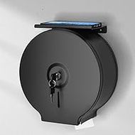Jumbo Toilet Paper Dispenser with Shelf, Commercial Toilet Paper Dispenser Brushed Stainless Steel, Histely Wall Mount Locking Paper Towel Dispenser Holder for 9" Rolls with 2.8" Core, Black