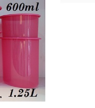 ready stock - 2pcs/set tupperware One touch container in pink - 600ml and 1.25L (2)