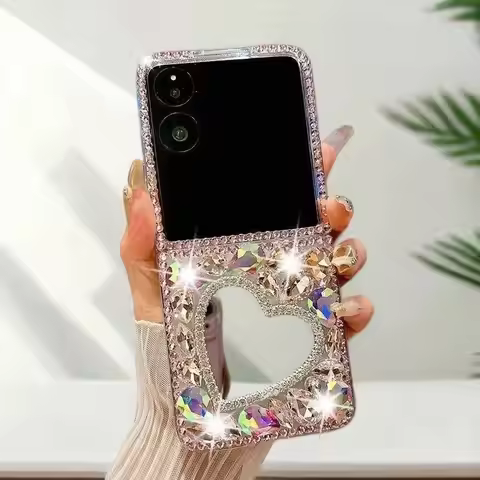 Love mirror with diamonds as a gift for friends, suitable for Samsung Galaxy Z Flip Z Fold 4 5 6 7 m