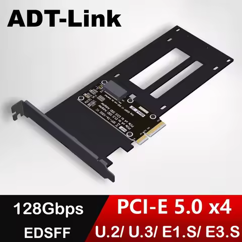 PCIe 5.0 4.0 X4 to U.2/U.3/E1.S/E3.S SSD Card Hard Disk Adapter w Bracket PCI-E 5.0 4X to U.2 U.3 Ha