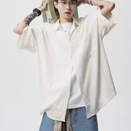 2026 Men's Loose Shirt Cut Design Comfortable Short Sleeve Student Fester