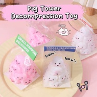 WHE Cute Mochi Squishy Piggy Tower Fidget Toy Slow Rebound Pinching Cute Pig Stress Release Tool Deion Toy Vent Toy Gift WHE