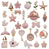 CHARMS 10pcs Pink Sea Shells Pendants With Zinc Alloy Material For DIY Jewelry Making