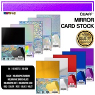 Quaff A4 Mirror Cardstock Paper 250gsm 10pcs Glossy Metallic Sheet for Invitations & Crafts