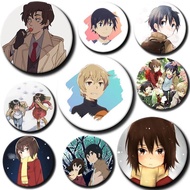 Japanese Anime Erased Round Brooch Badge Creative Cartoon Character Satoru Fujinuma Kayo Hinazuki En