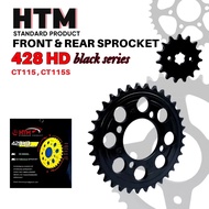 428HD SPROCKET BLACK SET MODENAS CT115 CT115S FRONT + REAR SPROCKET BLACK HTM