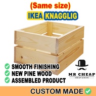 IKEA KNAGGLIG(Same Size) Pine Wood Crate Storage Container/IKEA Crate/ Wood Storage Box (S) 1007