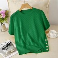 1XL-4XL Women Plus Size Fashion Spring/Summer Knit T-Shirt Basic Casual Short Sleeve Top