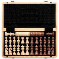 A&A 15 inch Wooden Folding Chess & Checkers Set w/ 3 inch King Height Staunton Chess Pieces / 2 Extr