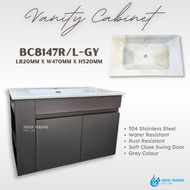 [SUS304 Stainless Steel READY STOCKS] Unix Bathroom Vanity Cabinet Set BC817R/L-GY